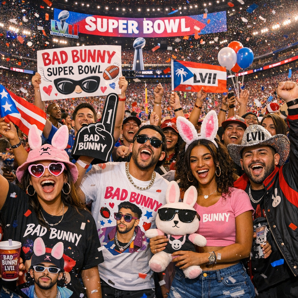 Fans celebrating Super Bowl with Bad Bunny