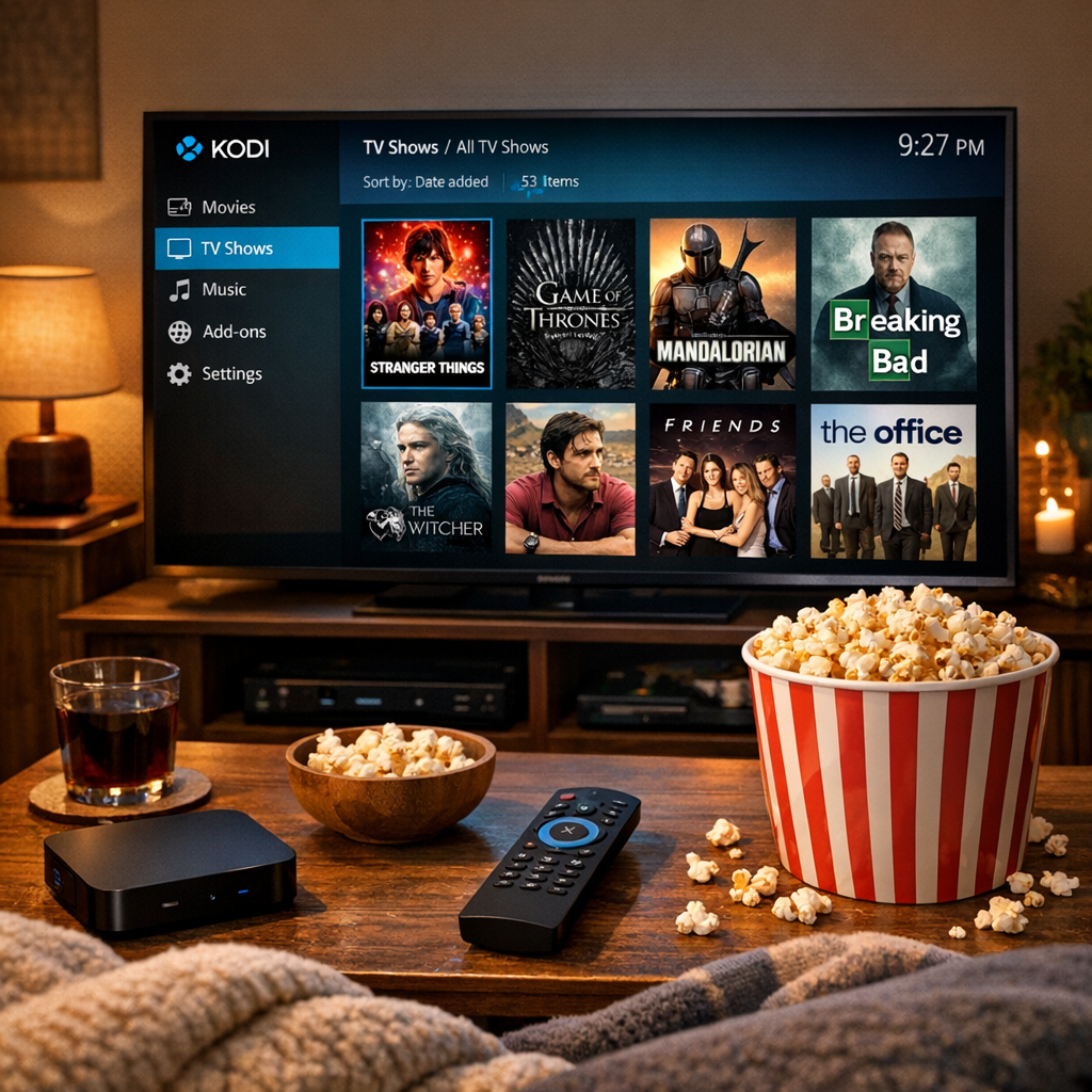Kodi TV series interface with popular shows